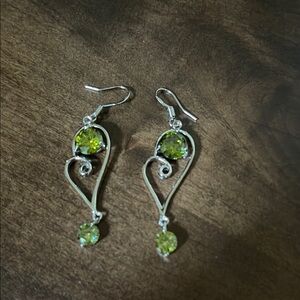 Silver and Green Earrings